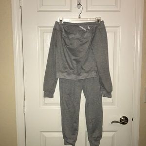 Women’s Gray Off The Shoulder Sweater and Joggers